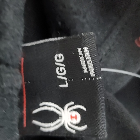 SPYDER BLACK SWEATSHIRT WITH HOODIE, THE LOGO IS RED, LARGE SIZE - Picture 7 of 9